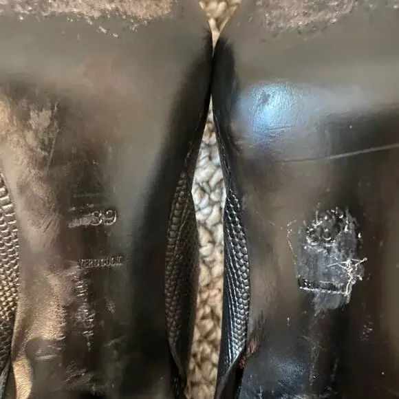 🛑SOLD🛑 Alexander Wang Sonja Heels Size 39 8.5 Black Point Toe Reptile Designer - Picture 11 of 12
